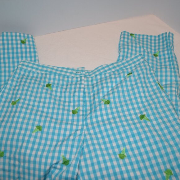Lilly Pulitzer Blue Gingham Capris with Embroidered Lime Ice Cream Cones - Picture 2 of 5